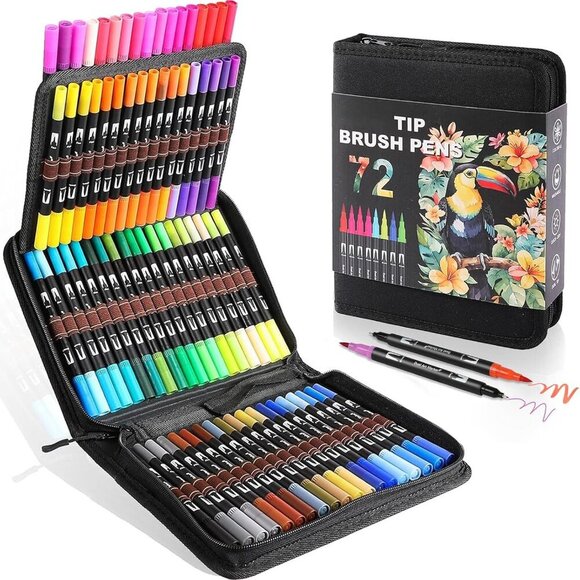 Other - Double Brush Marker Pens, 72 Colors Art Markers Set with Fine Tip and Brush Tip